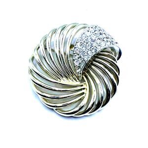Marboux Spiral Pin Rhinestone Round Brooch 649 Vintage Retro Costume Jewelry